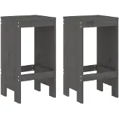 vidaXL Barkrukken 2 st 40x36x75 cm massief grenenhout grijs