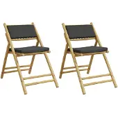 vidaXL Bistrostoelen, 2 stuks, inklapbaar, met kussen, bamboe