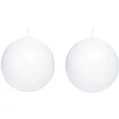 Trend Candles 2x Ronde kaarsen wit 7 cm 26 branduren sfeerkaarsen - bolkaarsen