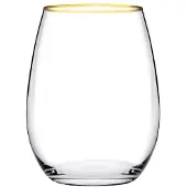 Pasabahce - Amber 350 ml frisdrank longdrinkglazen met gouden rand (6 stuks)