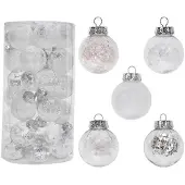 Tutumi Roze Kerstballen 30 stuks - Transparant met Kralen