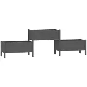 vidaXL Plantenbak 245,5x44x75 cm massief grenenhout grijs