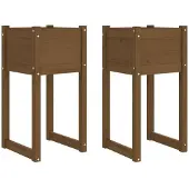 vidaXL Plantenbakken 2 st 40x40x81 cm massief grenenhout honingbruin