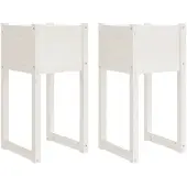 vidaXL Plantenbakken 2 st 40x40x81 cm massief grenenhout wit