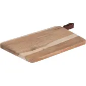Sans marque Houten snijplank/serveerplank met leren hengsel 30 cm - Snijplanken/serveerplanken/broodplanken van hout