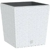 vidaXL Plantenbak met uitneembare bak rattan-look 21/32 L PP wit