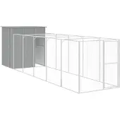 vidaXL Hondenhok met ren 165x659x181 cm gegalvaniseerd staal grijs
