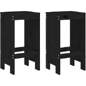 vidaXL Barkrukken 2 st 40x36x75 cm massief grenenhout zwart