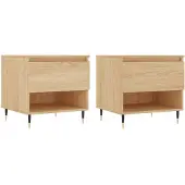 vidaXL Salontafels 2 st 50x46x50 cm bewerkt hout sonoma eikenkleurig