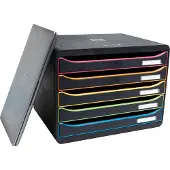 Exacompta Black office Ladekastje Kunststof Zwart 5 Lades 35,5 x 27 x 27,1 cm