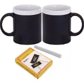 Merkloos 2x Beschrijfbare koffiemok wit - Bekers