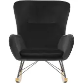 Beliani ELLAN - Schommelfauteuil-Zwart-Fluweel
