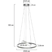 Steinhauer Hanglamp Ringlux 3514ST Staal 60cm Hoogteverstelbaar - Moderne Verlichting voor Binnen