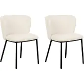 Beliani MINA - Eetkamerstoel-Wit-Bouclé