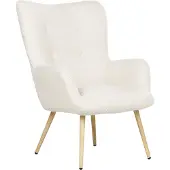 Beliani VEJLE - Fauteuil-Wit-Bouclé