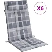 vidaXL Stoelkussens 6 st hoge rug ruitpatroon oxford stof grijs