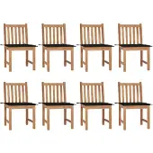 vidaXL Tuinstoelen 8 st met kussens massief teakhout