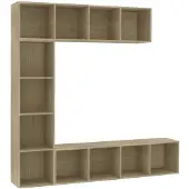 vidaXL 3-delige Boekenkast-/tv-meubelset 180x30x180 cm eikenkleurig