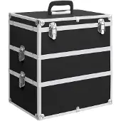 vidaXL Make-up koffer 37x24x40 cm aluminium zwart