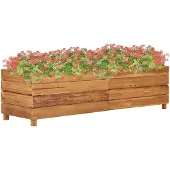 vidaXL Verhoogde plantenbak, 150x40x38 cm, teakhout en staal