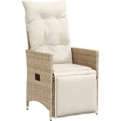 vidaXL Tuinstoel met kussen, verstelbaar, beige, polyrotan