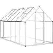 vidaXL Tuinkas met basisframe 334x169x195 cm aluminium zilverkleurig