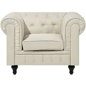 Beliani CHESTERFIELD - Fauteuil-Beige-Polyester