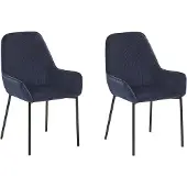 Beliani LOVERNA - Eetkamerstoel-Blauw-Corduroy
