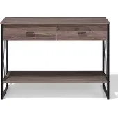 Beliani AYDEN - Consoletafel-Donkere houtkleur-Vezelplaat