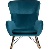 Beliani ELLAN - Schommelfauteuil-Blauw-Fluweel