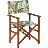 Beliani CINE - Tuinstoel-Donkere houtkleur-Polyester, Acaciahout