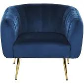 Beliani LACONIA - Fauteuil-Blauw-Fluweel