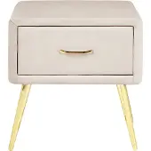 Beliani FLAYAT - Nachtkastje-Beige-Fluweel