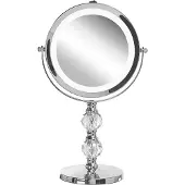 Beliani Make-up spiegels, Lusterko kosmetyczne Beliani Lumarko Lusterko kosmetyczne LED ø 18 cm Sidabrinė CLAIRA!