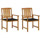 vidaXL Tuinstoelen 2 st met kussens massief acaciahout