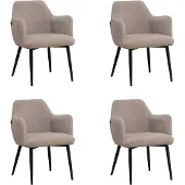 Bronx71 Scandinavische eetkamerstoel Lars taupe gerecyclede stof - Eetkamerstoelen set van 4 - stoel