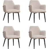 Bronx71 Scandinavische eetkamerstoel Lars beige gerecyclede stof - Eetkamerstoelen set van 4 - stoel
