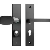 Axa Edge Plus veiligheidsbeslag voordeur rechthoekig Wing knop/Blok-kruk PC72 met kerntrekbeveiliging SKG3 - aluminium/zwart