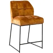 Livin24 Velvet barkruk Janna okergeel 70 cm
