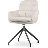 Nolon Nola-Mia Eetkamerstoel Draaibaar Beige - met Armleuning - Stof - Zwart Onderstel