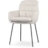 Nolon Nora-Mia Eetkamerstoel Beige - met Armleuning - Stof - Zwart Onderstel