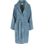 Casilin - Badjas Teddy voor Dames en Heren - Maat L - Voor Volwassen - Met riem - Badstof, Fleece, Katoen - Absorberend - Wasmachinebestendig - Jeans, Blauw