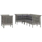 vidaXL 7-delige loungeset voor de tuin met kussens, grijs, van polyrotan