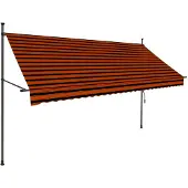 vidaXL Luifel handmatig uitschuifbaar met LED 300 cm oranje en bruin