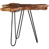 vidaXL Salontafel 70x45 cm massief teakhout en polyresin