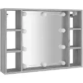 vidaXL Spiegelkast met LED-verlichting 76x15x55 cm grijs sonoma eiken