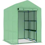 vidaXL Tuinkas met schappen 143x143x195 cm staal