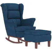 vidaXL Schommelstoel met oorleuning fluweel massief hout blauw