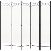 vidaXL Kamerscherm met 5 panelen 200x180 cm wit