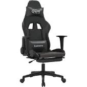 vidaXL Gaming stoel met voetsteun, zwart en grijs, kunstleer